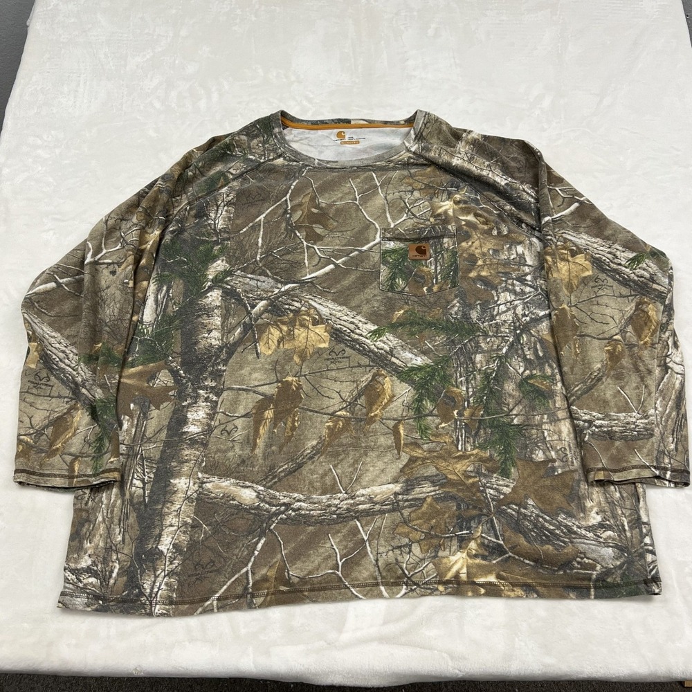 Carhartt Pocket T-Shirt Mens 4XL Brown RealTree Xtra Camo Long Sleeve 101767 977